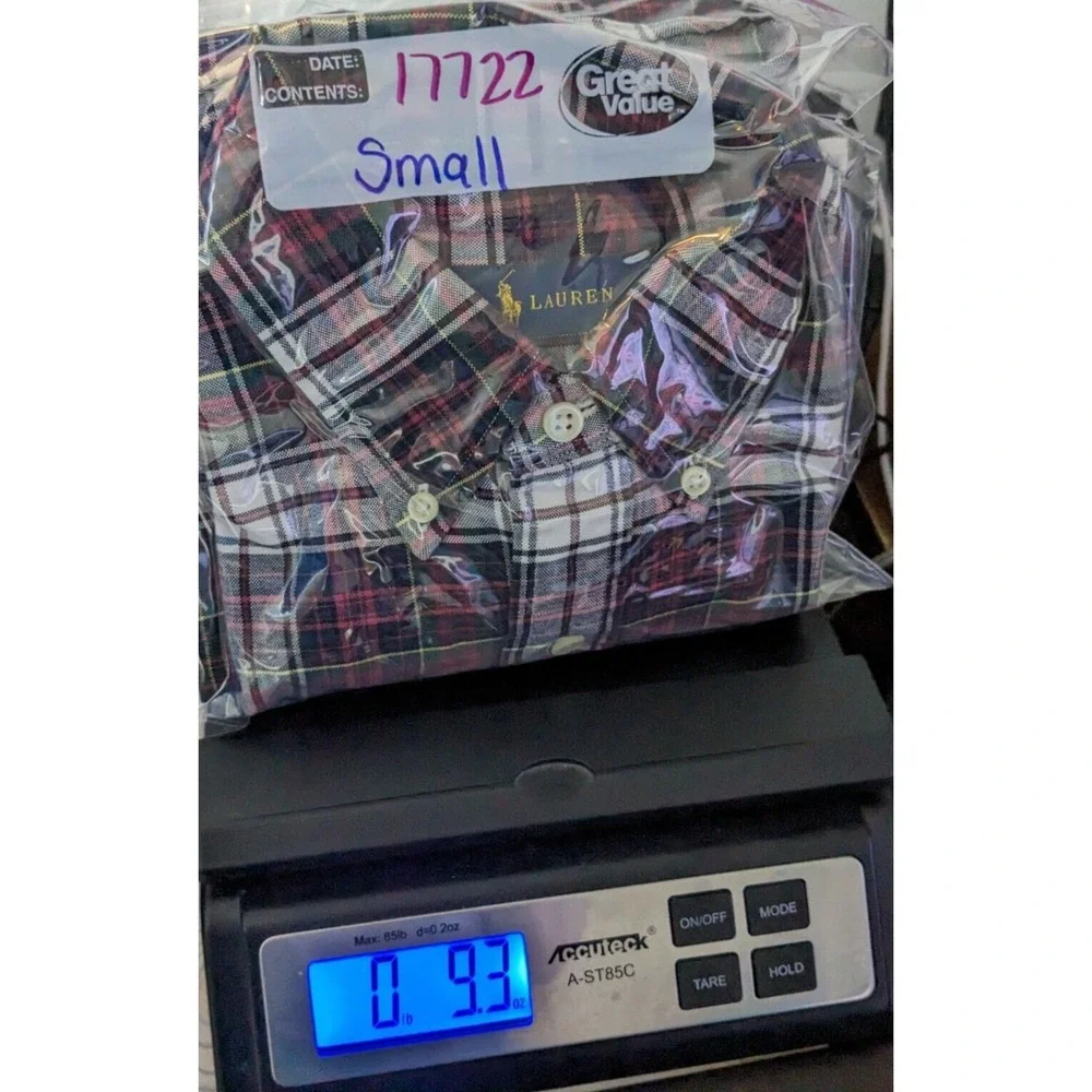 POLO RALPH LAUREN Men Small Red Blue Green Plaid Cotton Button-Up Shirt EUC‎
